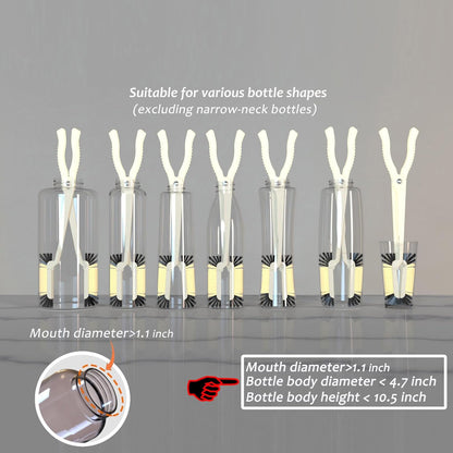 Bottle Brush and Two Replacement Brush Heads Set, 16-Inch Extra Long Handle | Bottle Brush with Stand, Bottle Cleaner. Perfect for Deep Bottles