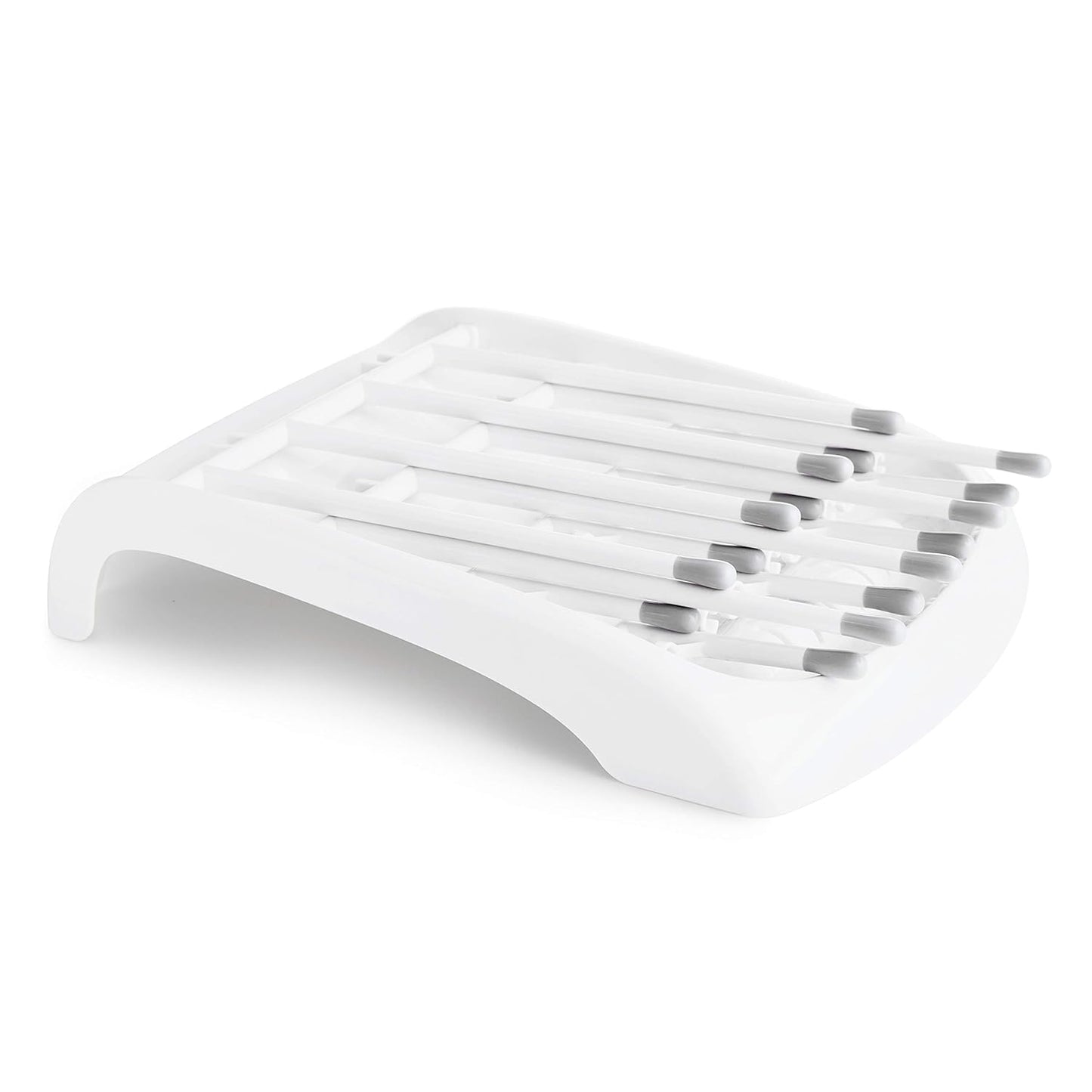 Munchkin Fold Baby Bottle Drying Rack and Bristle Bottle Brush Cleaning Essentials Set, White/Grey