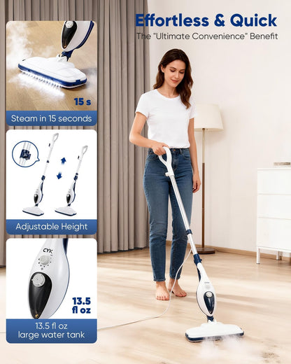 CYK Steam Mops for Floor Cleaning, 12 in 1 Handheld Steam Cleaner for Home, Floor Steamer for Hardwood Floors and Tile (Purple-grey)
