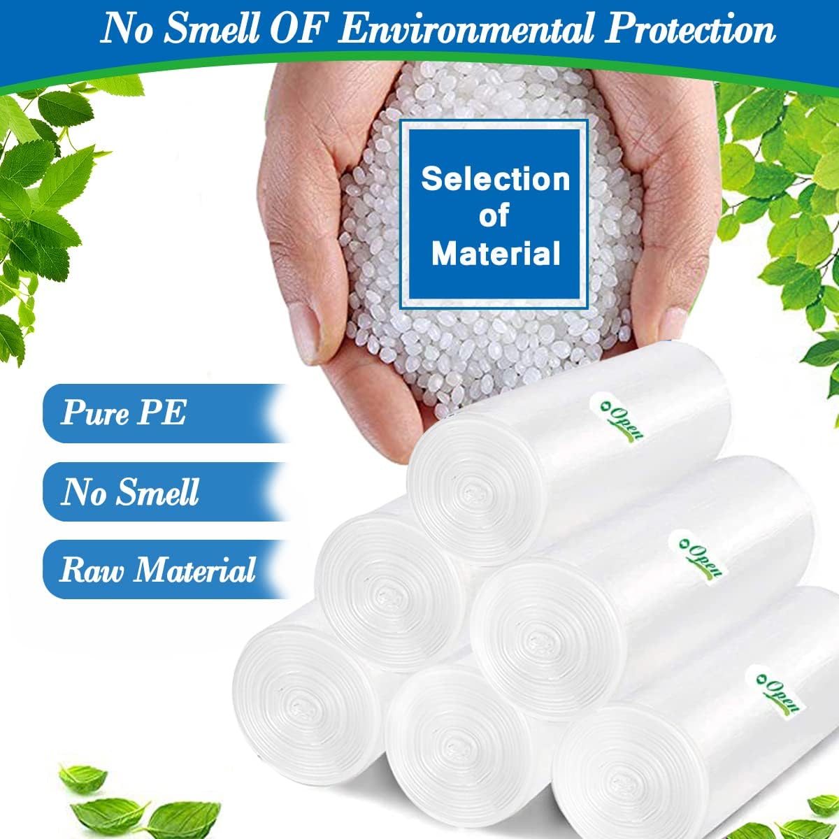 Hommaly 2 Gallon (1.8-2 Gal)120 pcs Small Clear Trash Bags, Strong 1.8 Gallon Garbage Bags, Bathroom Trash Can Bin Liners Unscented, Mini Plastic Bags for Office, Waste Basket Liner,Fit 6,7,8 Liters