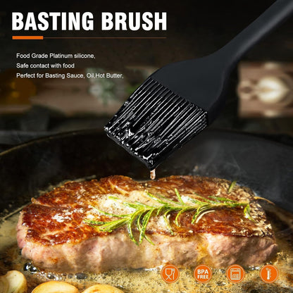 Walfos Silicone Basting Pastry Brush, Heat Resistant Pastry Brush Set, Strong Steel Core and One-Pieces Design, Perfect for BBQ Grill Baking Kitchen Cooking, BPA Free and Dishwasher Safe, 2 Pcs (Blue)