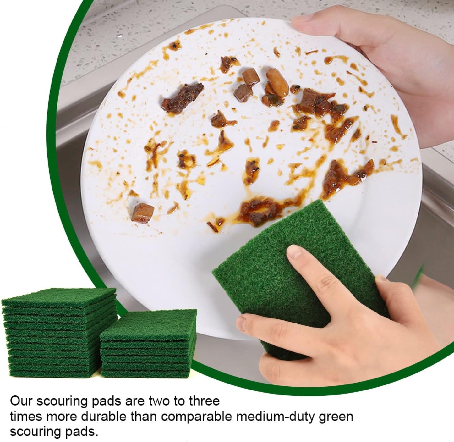 YoleShy 40 Pcs Scouring Pad, Dish Scrubber Scouring Pads,4 x 6 inch Green Reusable Household Scrub Pads for Dishes, Kitchen Scrubbers & Metal Grills