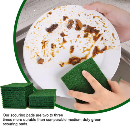 YoleShy 40 Pcs Scouring Pad, Dish Scrubber Scouring Pads,4 x 6 inch Green Reusable Household Scrub Pads for Dishes, Kitchen Scrubbers & Metal Grills