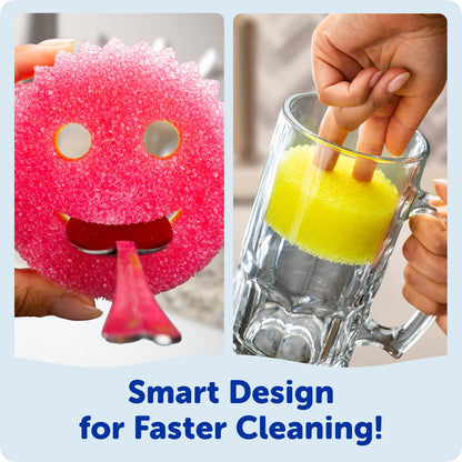 Scrub Daddy 6 Kitchen Sponges & 1 Daddy Caddy Dish Sponge Holder - BPA Free & Made with Polymer Foam - Stain & Odor Resistant, Scratch-Free Multipurpose Scrubbers