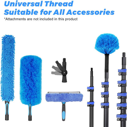 30 Foot High Ceiling Duster Kits with 4.7-24 FT Carbon Fiber Extension Pole, Feather Duster, Cobweb Duster, Ceiling Fan Duster, Window Squeegee & Cleaner with Pole 24 Ft