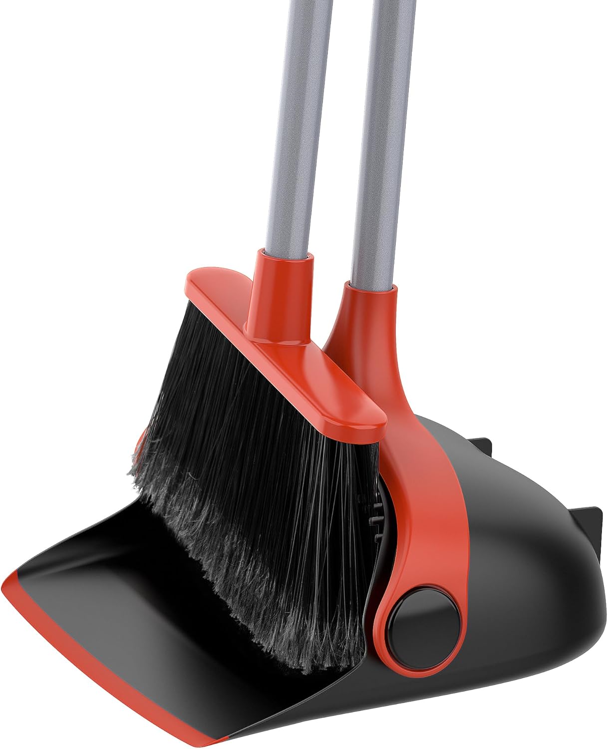 MR.SIGA Broom and Dustpan Set with Adjustable Long Handle, Upright Combo for Floor, Cleaning Lobby, Gray