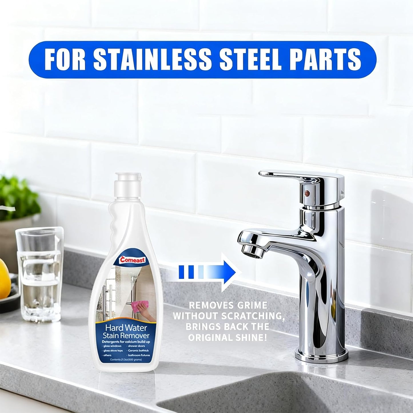 Hard Water Stain Remover, Shower Glass & Shower Door, Toilet Bowl Cleaner, for Calcium Build Up,Meet All Household Cleaner Needs 16 oz(600 grams)