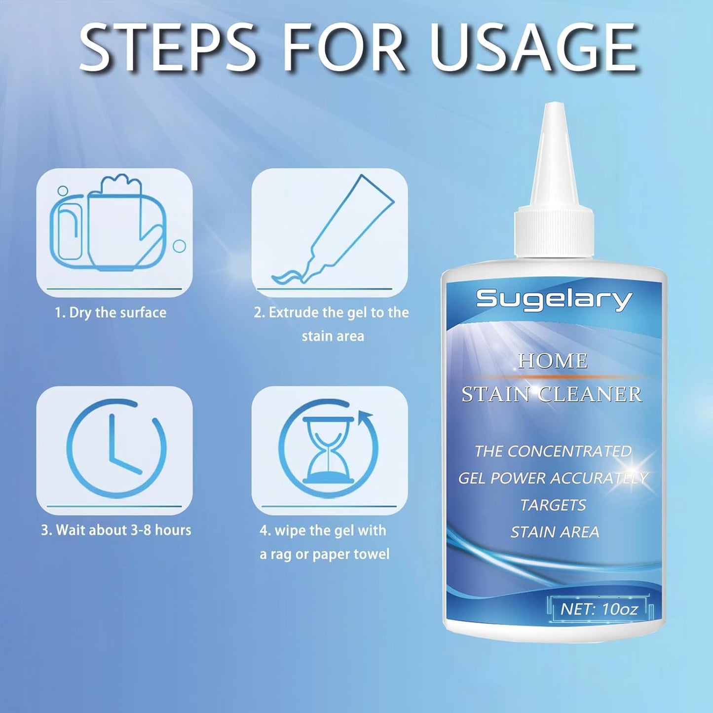 Sugelary Mold Stain Cleaning Gel, 5 Fl oz All-Purpose Household Cleaner Gel for Front Loader Seal, Bathroom Grout, Sink, Shower, Caulk, Washing Machine Cleaning Solution