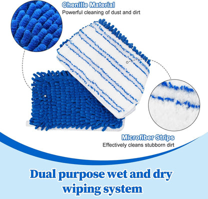 4 Pack Mop Head Replacement Compatible with O-cedar Hardwood Floor 'N More Microfiber Dual or 3-Action Flip Mop Refill Chenille Mop Replace Pads for Ocedar Dual-Action Flip Mop,Reusable & Washable Pad