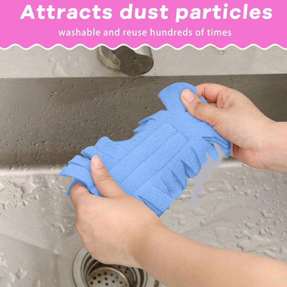 Zubebe 12 Pcs Duster Refill Reusable Fleece Duster Refills Feather Flat Dusters Multi Surface Washable Cleaning Pads Tools for Home, Blinds, Car, Pet, Furniture, Fans (Dark Color)