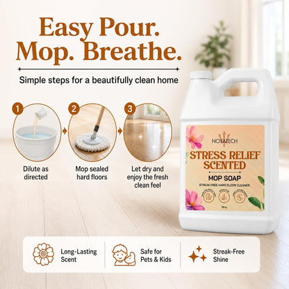 NOYATECH Scented Mop Soap – Stress Relief Aromatherapy Floor Cleaner Concentrate | Non-Toxic, Pet Safe, No Residue | Safe for Hardwood, Tile, Marble, Stone & Grout | All Mop Types | Made in USA