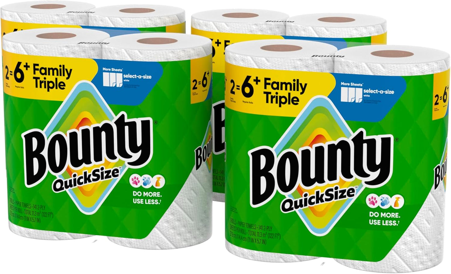 Bounty Quick Size Paper Towels, White, 8 Family Rolls