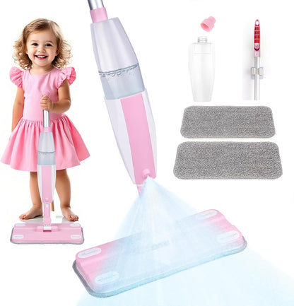Kids Spray Mop, Fun & Functional Toddler Mop Cleaning Set,Real Working Mini Mop, Pretend Play Toy –Includes Spray Bottle,Washable Microfiber Pads, Montessori Kids Cleaning Toy Set -Green