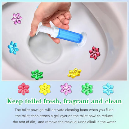 6 Pcs Toilet Gels 84 Count 1 Kind Flower Stamp Bowl Gel Scent Toilet Stain Removal Cleaner Air Freshener Flower Stamps Pack for Bathtubs Bathroom
