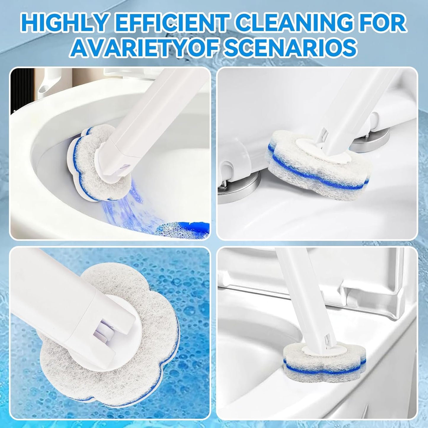 48 Count Disposable Toilet Brush Refill Pads, Disposable Toilet Bowl Wand Refills, Toilet Cleaning Refills, Toilet Scrubber Refills, Brush Head Replacement
