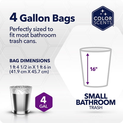 Color Scents 4 Gallon Garbage Bags – Small Scented Trash Bags for Bathroom & Bedroom| 720 Count | Twist Tie | Collection | Made in USA