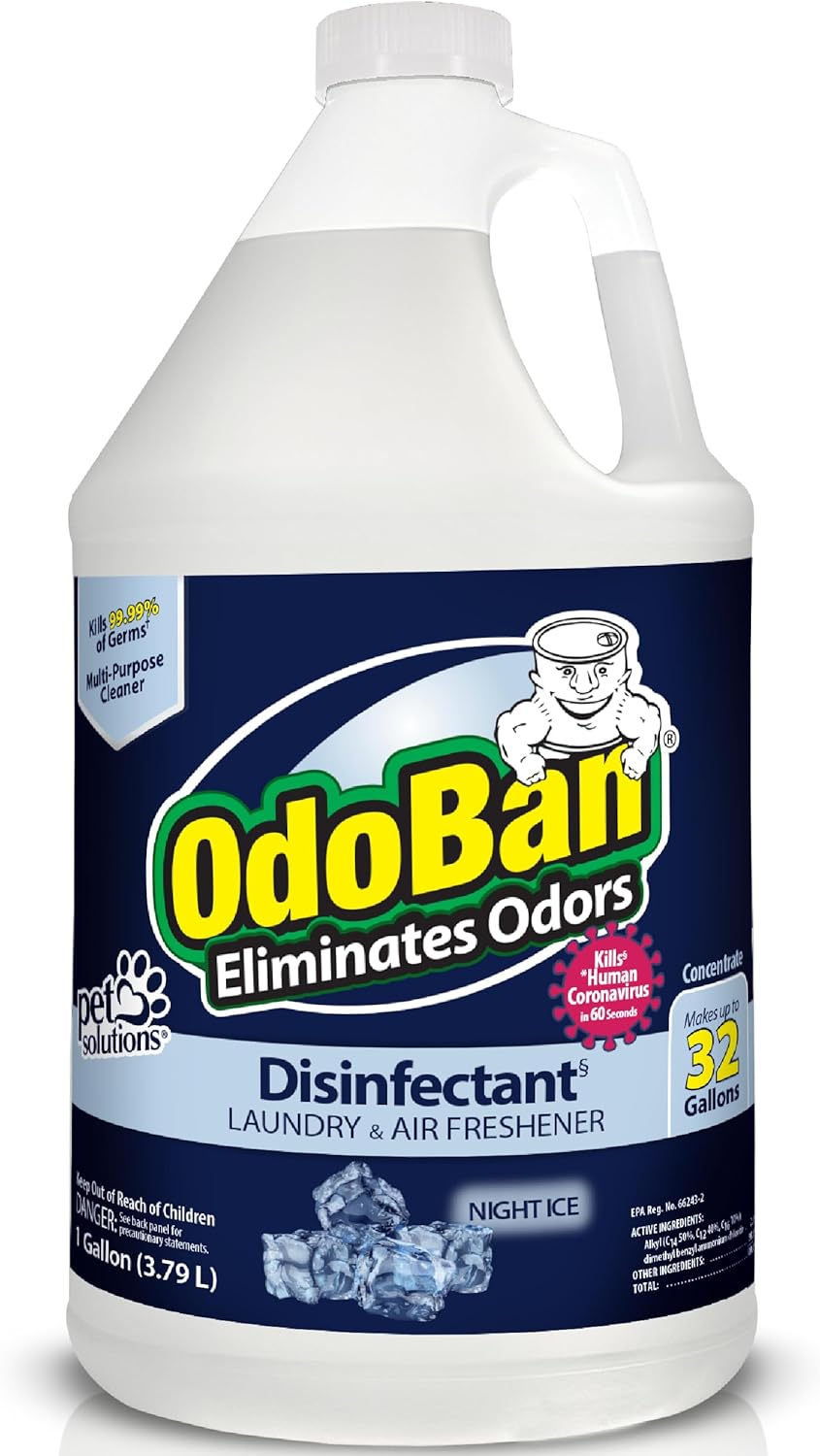 OdoBan Disinfectant Concentrate and Odor Eliminator, Made in the USA, Night Ice Scent, 2 Gallons