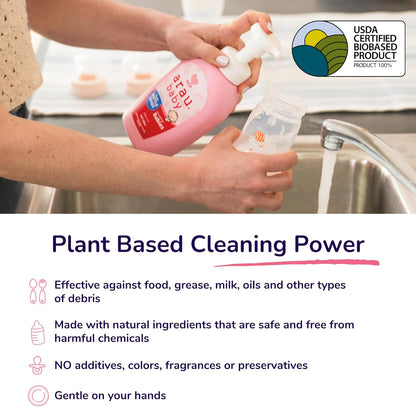 Arau Baby Unscented Foam Bottle Wash Refill, Natural Plant Based Baby Bottle & Dish Soap, No Artificial Fragrance or Additives, Gentle for Washing Bottles, Pacifiers and Toys, Easy Rinse, 15.21 Fl Oz