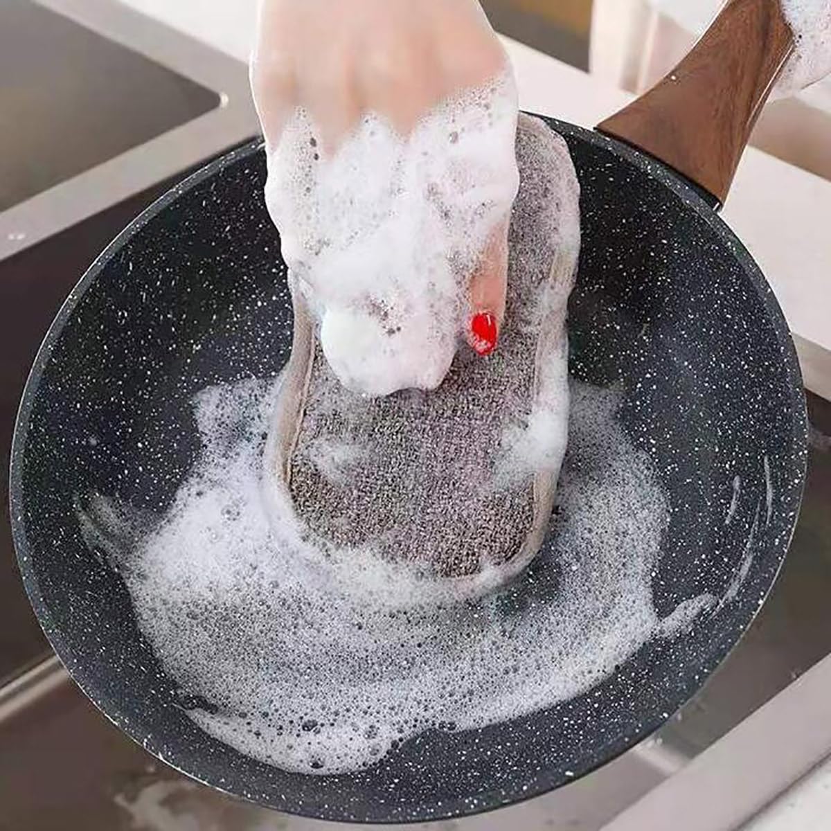 4 PCS Scouring Pad Sponges Kitchen Microfiber Cleaning Sponges Reusable Dish Sponge for Dishes, Pots and Pans