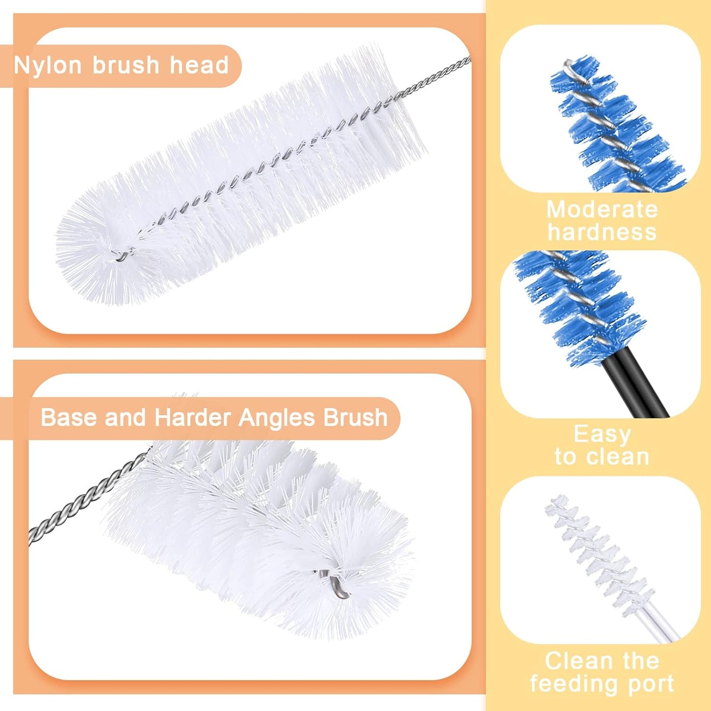 Hummingbird Feeder Cleaning Brush 19 Pieces 3 Size Mini Nylon Double Headed 2 in 1 Hummingbird Brush Hard to Reach Places Tiny Cleaning Kit(Black)