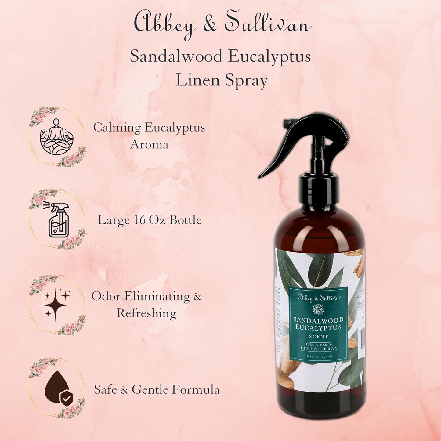 Abbey & Sullivan Linen Spray, Sandalwood Eucalyptus, 16 oz