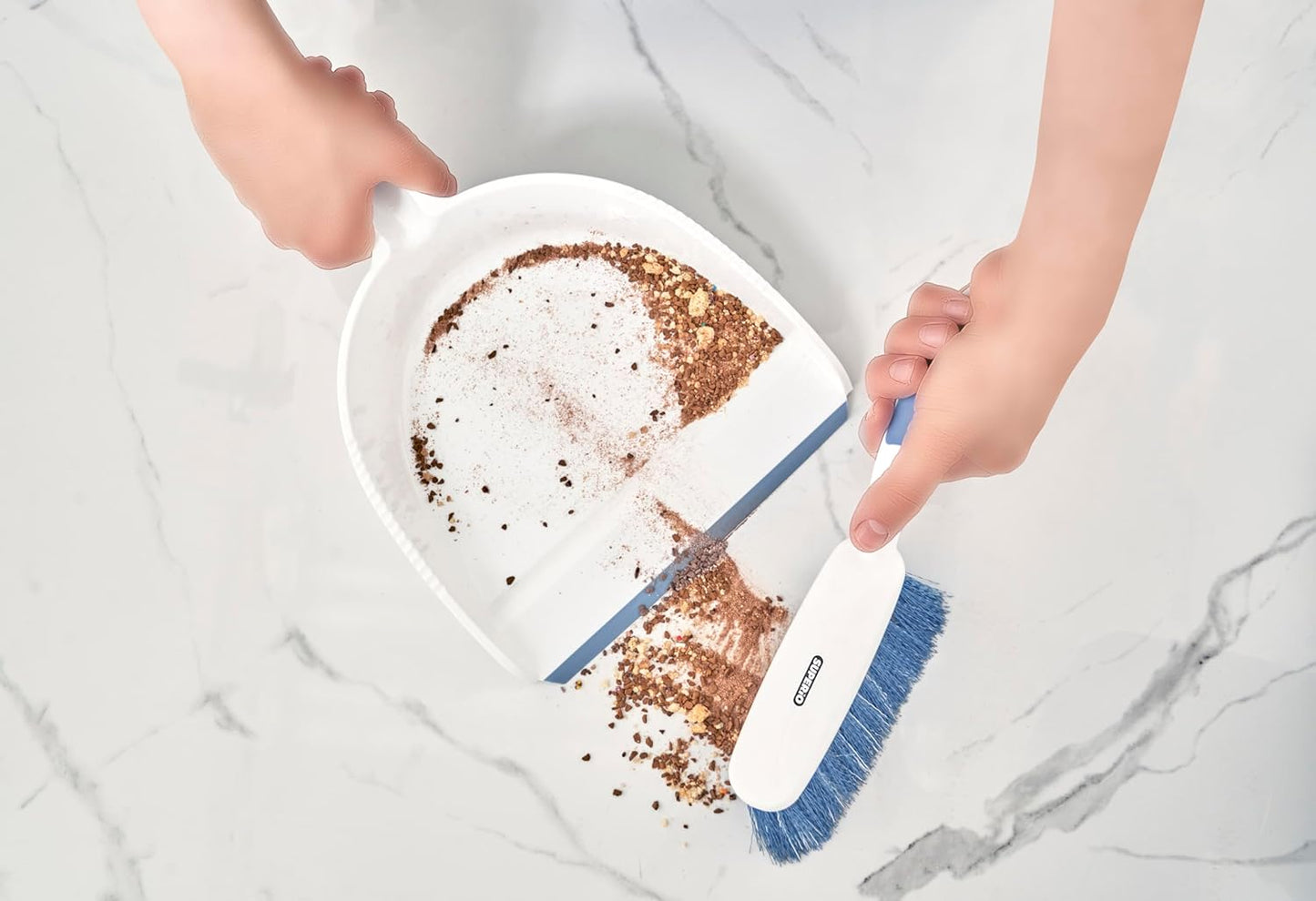 Superio Brush and Dustpan Set, Rubber Edge for Easy Dirt Pickup, Durable Plastic Broom Set with Ergonomic Grip Handle, for Table, Countertop, Desk (1)