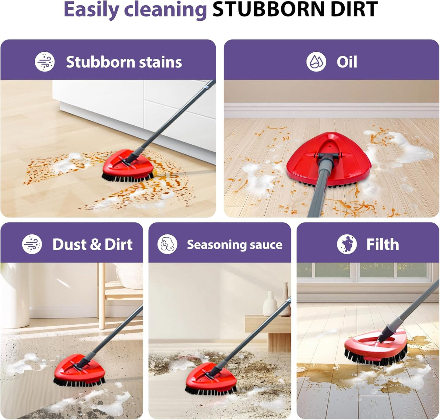 Nuorest Spin Mop Replacement Set for O-Ceda EasyWring 1-Tank System, Includes 2 Mop Head Replacement, 1 Mop Handle (30-58in Adjustable 4-Section Pole), 1 Spin Base