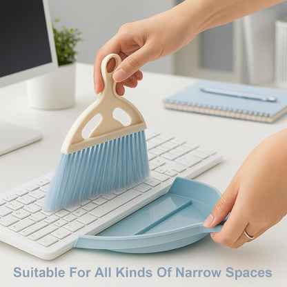 6 Pcs Small Dustpan and Brush Set, Whisk Broom Dust Pan with Handle, Nesting Tiny Dust Pan with Brush Mini Hand Broom and Dustpan Set for Cleaning Home, Classroom, Countertop, Keyboard, Car & Pet Nest