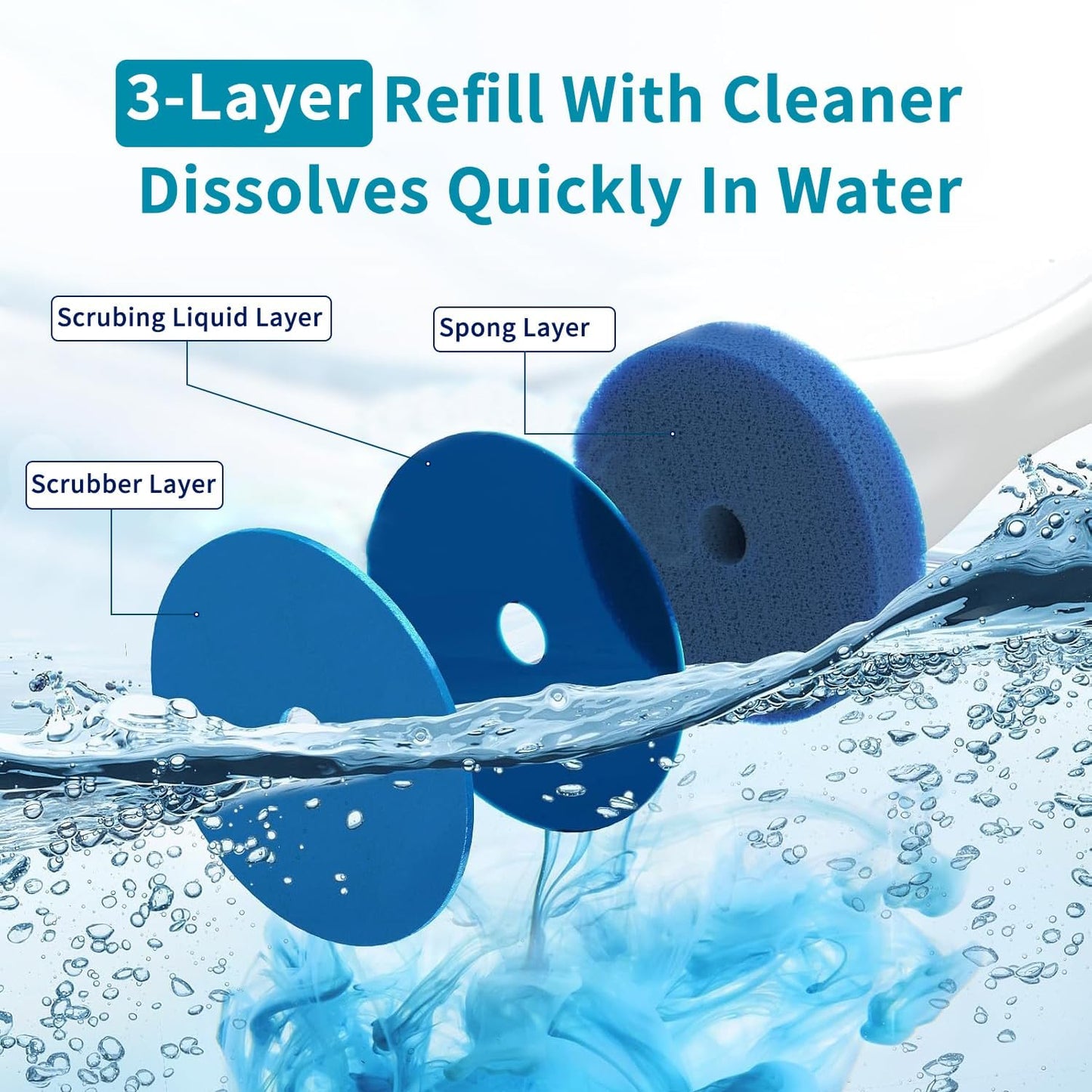 36-Piece Toilet Wand Refills, Disposable Toilet Bowl Cleaner Wand Compatible with Most Toilet Brushes,Disposable Toilet Brush Refill for Bathroom Cleaning