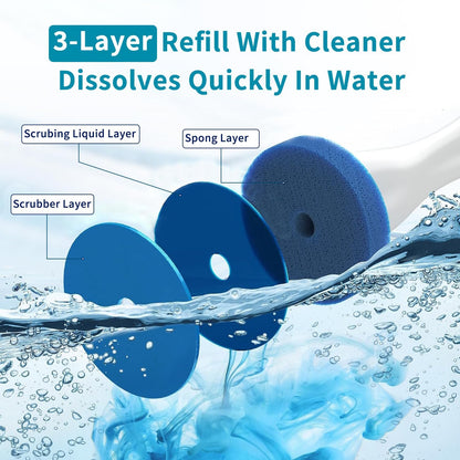 36-Piece Toilet Wand Refills, Disposable Toilet Bowl Cleaner Wand Compatible with Most Toilet Brushes,Disposable Toilet Brush Refill for Bathroom Cleaning