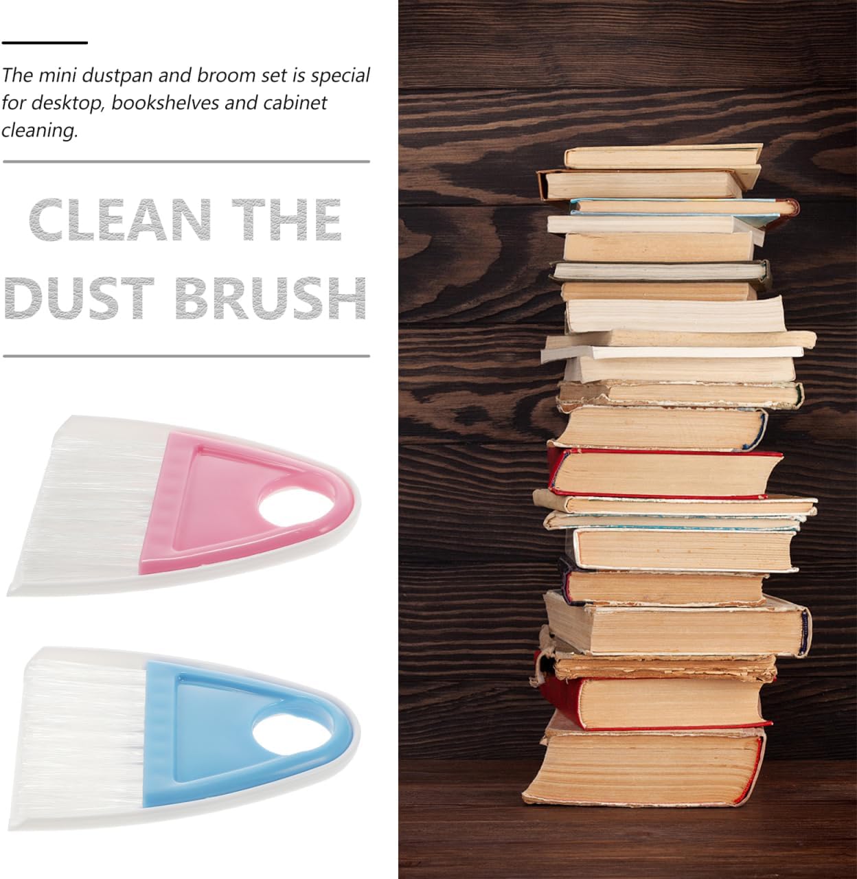 Mini Broom and Dustpan Set 2 Pieces Compact Desktop Cleaning Tools with Flexible Bristles for Pet Hair Household Debris and Car Interior Cleaning
