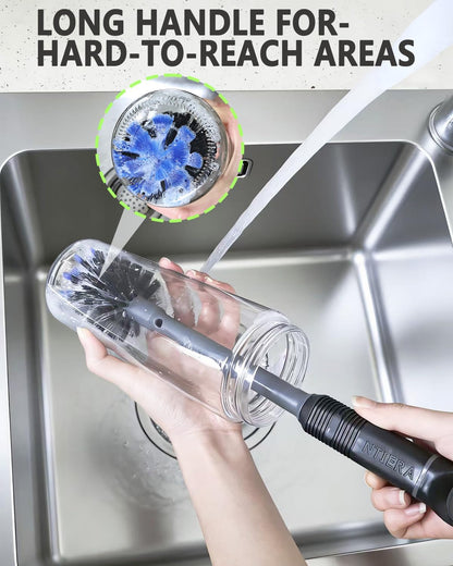 NTIERA 2-in-1 Bottle Brush Cleaner Kit Set,Long Water Bottle Cleaning Brushes,Hidden Straw Brush in Handle,BPA-Free Dishwasher-Safe,for Stanley & Owala Water Bottle,Baby Bottles Cup
