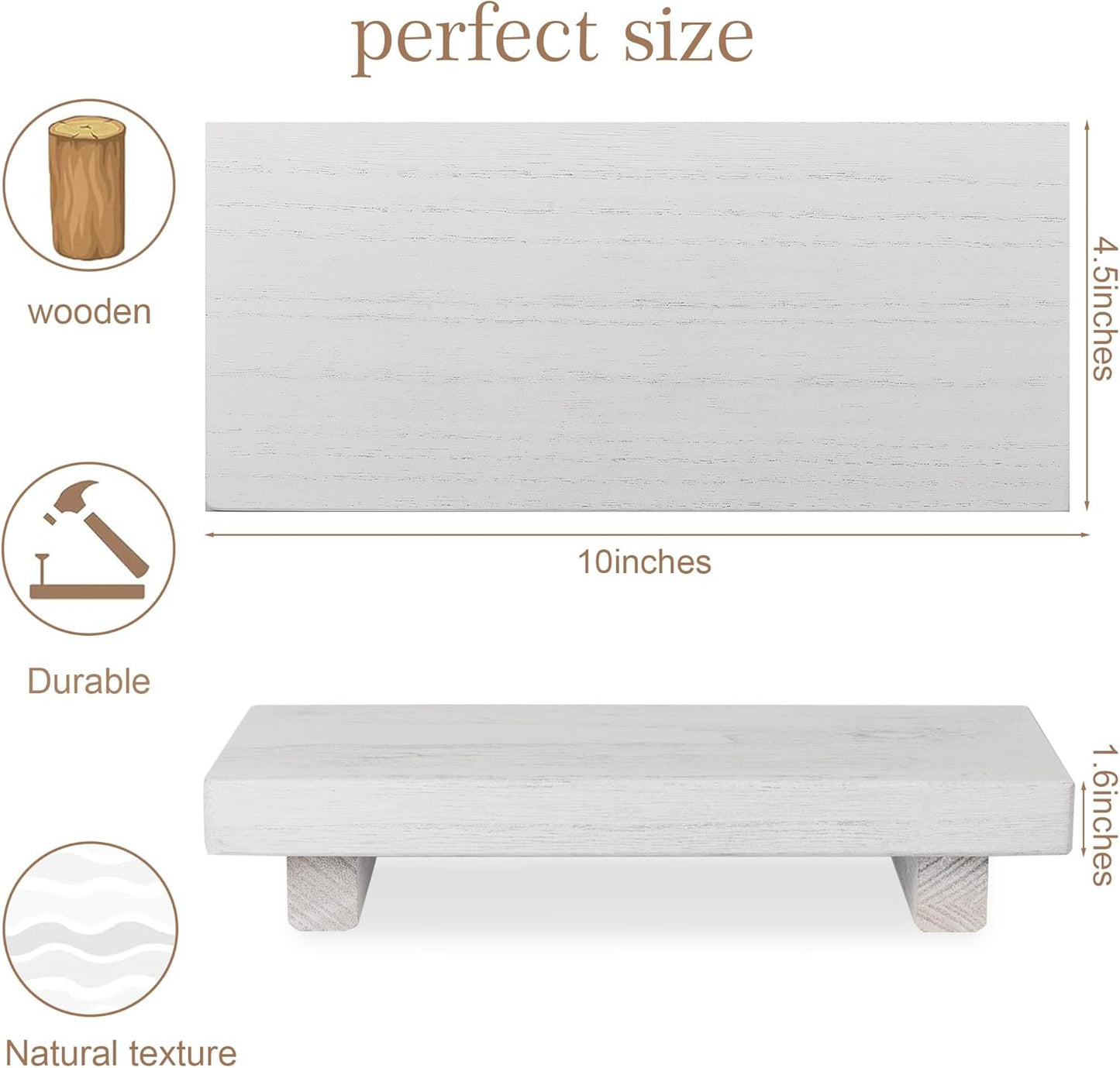 zoocatia Small Wood Tray Pedestal Stand Farmhouse Bathroom Decor Decorative Wooden Riser Kitchen Soap Dish Holder for Vanity, Counter, Sink, 9" x 5.9" - Black