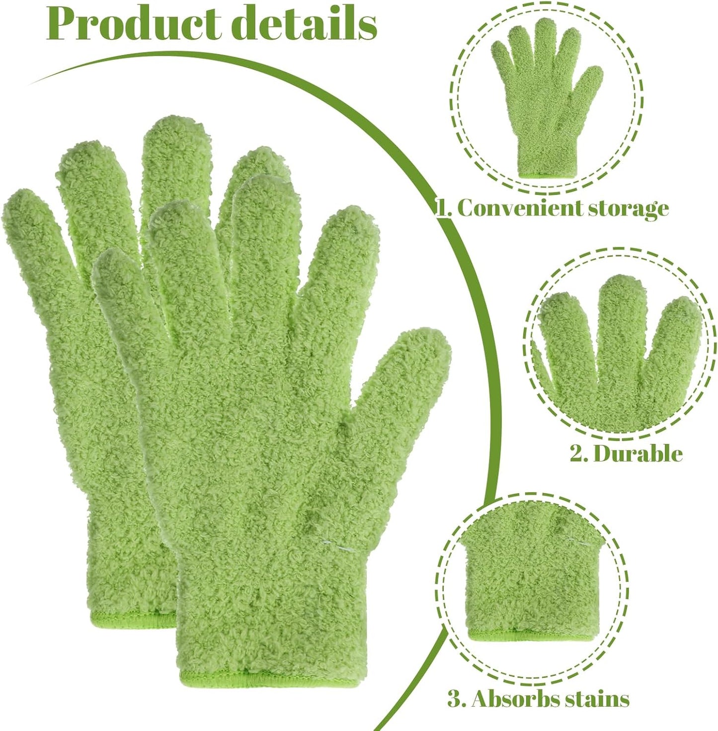 Microfiber Gloves, Dusting Gloves Microfiber Glove for Plants Mittens for houseplants Leaf Plant Care(Green)