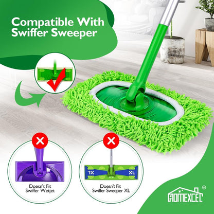 HOMEXCEL Reusable Microfiber Mop Pads Compatible with Swiffer Sweeper-Washable Wet Pad Refills for Wet & Dry Use, Floor Cleaning Mop Head Pads Refills for Household Cleaning, Pack of 4, White