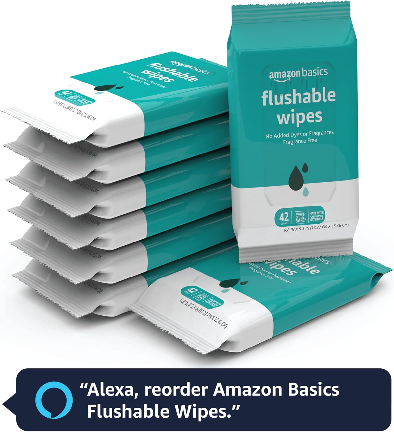 Amazon Basics Adult Wet Wipes Flushable formulated without Fragrance, 126 Count (3 Packs of 42) Packaging May Vary