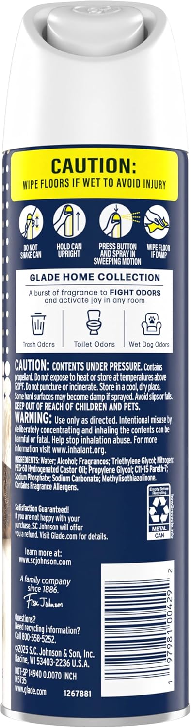 Glade Air Freshener Room Spray, Clean Linen Scent, Odor Fighting to Deliver Long Lasting Freshness, 7.3 Oz, 6 Count