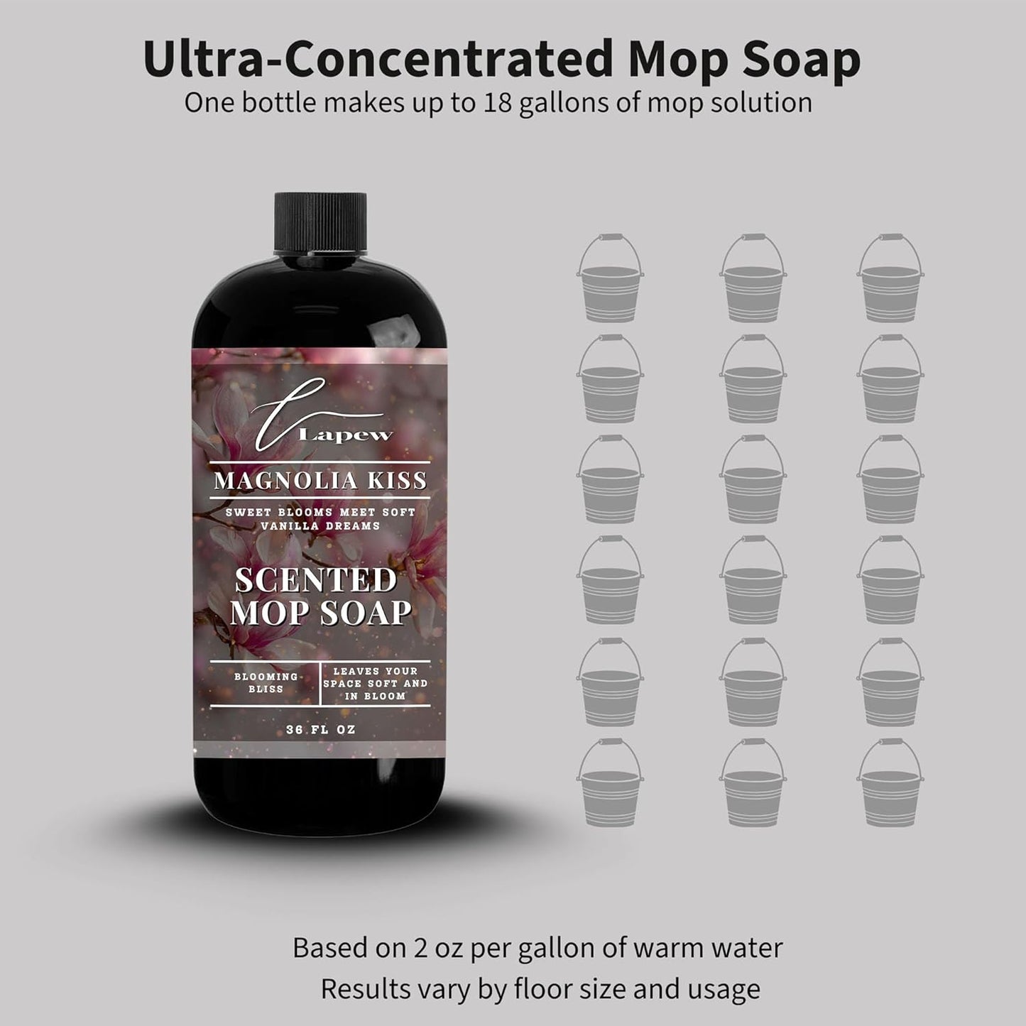 Lapew Santal Scented Mop Soap - Luxury Floor Cleaner Concentrate for Mopping Tile, Laminate, Vinyl & Hardwood | Streak-Free, Low-Foam | 36 oz - Colors C