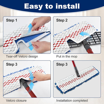 4 Pack Mop Heads Replacements Compatible with O-cedar Dual-Action Flip Mop,Microfiber&Chenille Mop Replace Head for Dry/Wet Use,Double-sided,Reusable and Washable Dust Mop Refills for Floor Cleaning