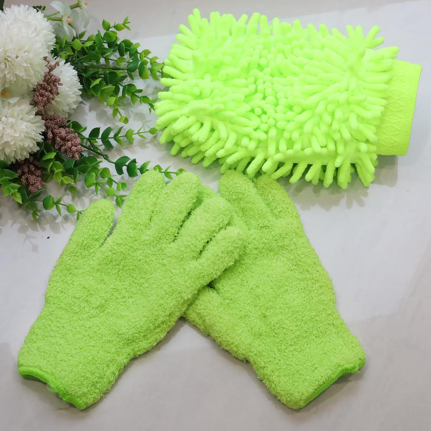 3 Pcs Microfiber Dusting Mitt Gloves Microfiber Plant Cleaning Gloves for Leaf Cleaning Plant Blinds Furniture House (Deep Pink)