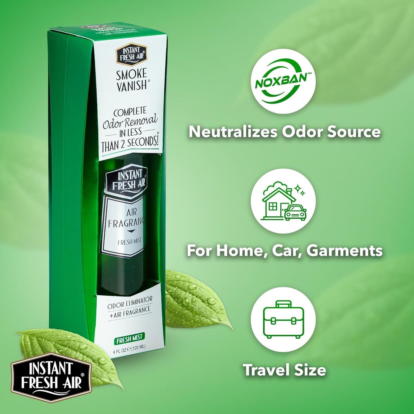 Smoke Vanish - Smoke Odor Eliminator Spray - Removes Odor Instantly with Noxban™ - Eco-Friendly - For Home, Car, & Travel - Lavender Scent - 4 oz.