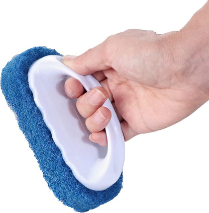 Scouring Pad Brush kit 4 Pieces, Cleaning Brush with Handle, Dish Scrub Brush, Bathroom Brush, Sink Scrub Brush