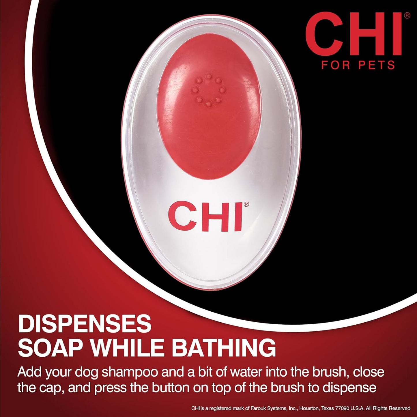 CHI for Dogs Rubber Fur Accumulator Brush, Dog Grooming Tool for Removing Loose Hair and Lint from Coats Furniture Clothing and Car Seats, Flexible Rubber Bristles, Easy Clean Grooming Brush