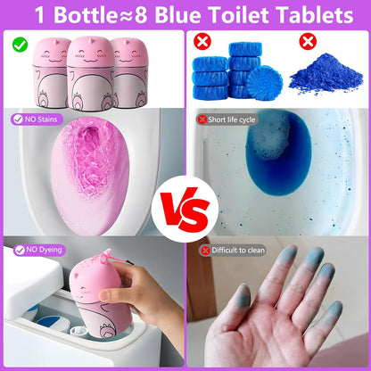Toilet Bowl Cleaners Bottle Bathroom Toliet Bowl Cleaner with Fresh Jasmine Scent Cute Dinosaur Shaped Toilet Tank Cleaner (Green)
