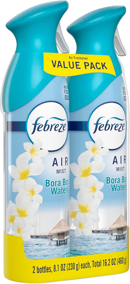 Febreze Air Mist Air Freshener Spray, Odor-Fighting Room Spray, Air Fresheners for Home and Bathroom and Kitchen, Aerosol Can, Downy April Fresh Scent, 8.8oz (Pack of 2)