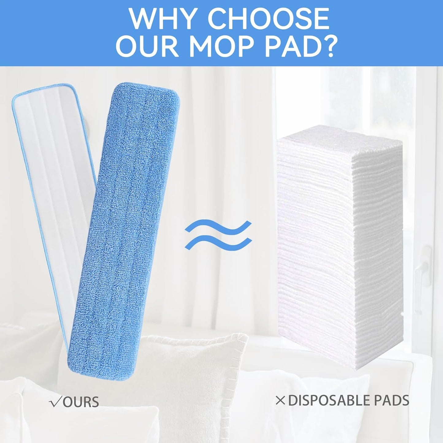 36" Microfiber Pad for Rubbermaid Commercial 36 Inch Mop Head - 6 Pack Replacement Wet & Dry Commercial Reusable Cleaning Mop Refills Fit for Any Microfiber Flat Mop System 36"