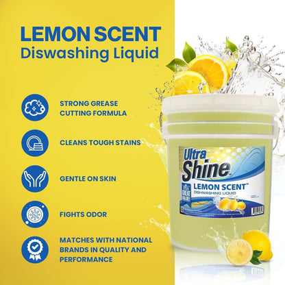 Ultra Shine 3X Platinum Bulk Dishwashing Liquid, Powerful Grease Remover, 5-Gallon - Concentrated Dish Cleaner Soap for Commercial Kitchens, Restaurants & Home Cleaning, Gentle on Hands & Skin