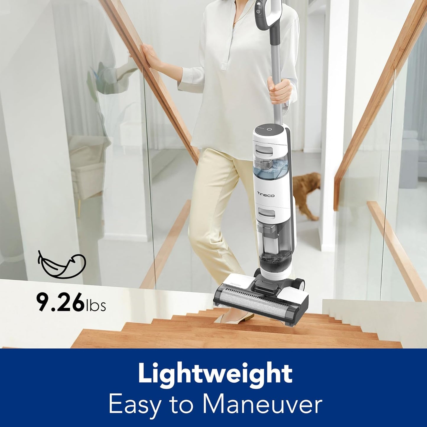 Tineco Floor ONE i5 Stretch Wet Dry Vacuum Cleaner, Vacuum & Mop in One Step, 20kpa Powerful Suction, 180° Lay-Flat Design, Anti-Tangle Design, Dual-Sided Edge Cleaning, Up to 30* Minutes Runtime