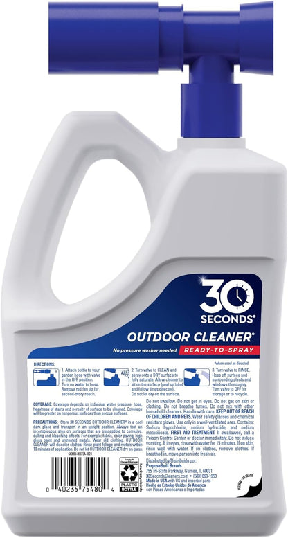 30 SECONDS Outdoor Cleaner 2 Pack with Hose End Sprayer - Cleans Stains from Algae, Mold and Mildew on Vinyl Siding, Deck, Patio, Brick and More