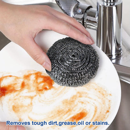 Metal Scrubber Kkuadcehi 6 Pcs Steel Wool Scrubber, Stainless Steel, Metal Sponge, for Cleaning Kitchen, Cleaning Dishes， Pots, Stove, Dish, Oven (6)